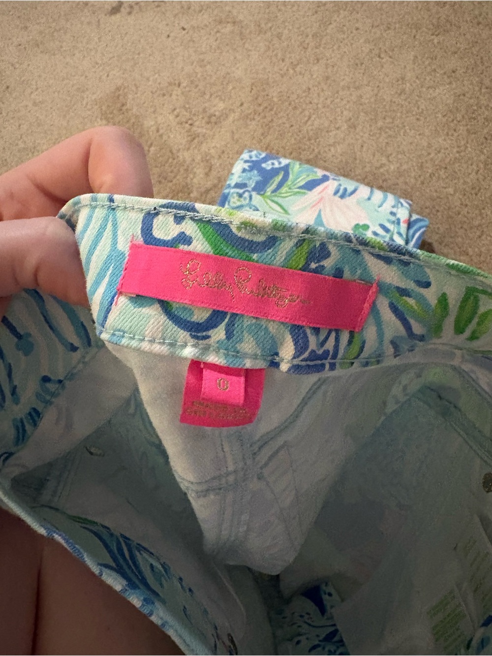 Lilly Pulitzer Tropical Floral Print Pants Blue Green Pink